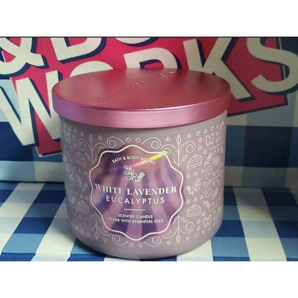 BBW White Lavender Eucalyptus Large 3 Wick Candle Home Fragrance Decor - Picture 1 of 2